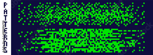 Vászonkép Two pixel art green disperse patterns.