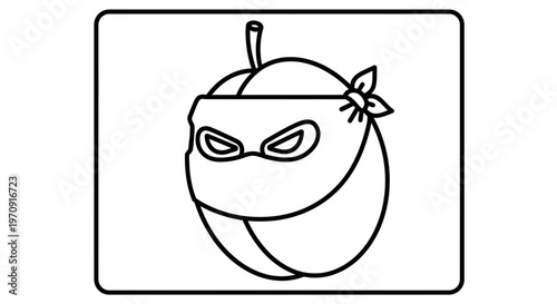 Cute Peach Ninja Character Wearing Mask and Bandana, Cartoon Style