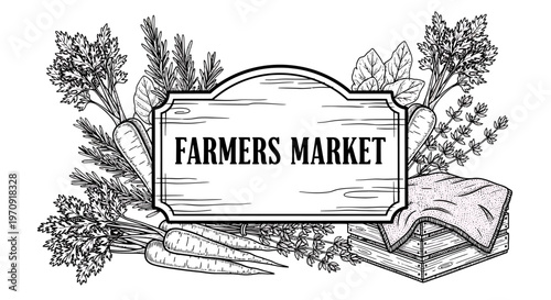 Farmers market fresh produce and meat.