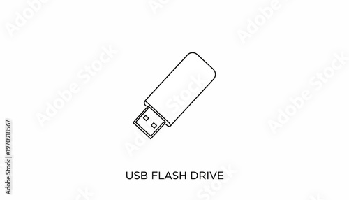 USB Flash Drive Icon, Digital Storage Device, Data Transfer Symbol, Technology Concept