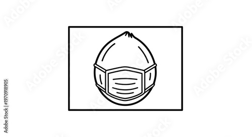Stylized Chestnut Wearing Face Mask Icon - Protection and Health Concept