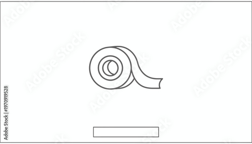 Roll of Adhesive Tape Icon, Simple Line Art, Isolated on White Background