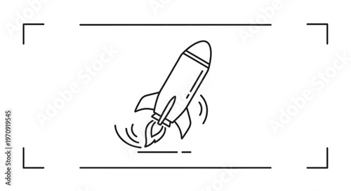 Rocket Launching Upwards Icon, Startup Business Concept, Vector Illustration
