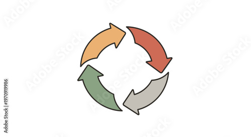 Colorful Circular Arrows Cycle Diagram for Continuous Process and Workflow Illustration