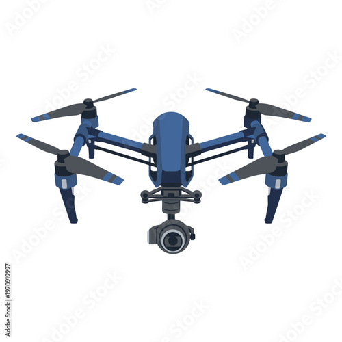 Professional Quadcopter Drone with High Definition Camera and Gimbal Stabilization for Aerial Photography Vector Design