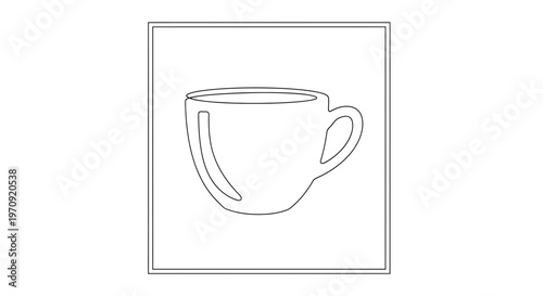 Simple Line Art Drawing of a Coffee Cup on White Background