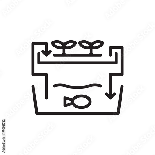 Aquaponics loop icon. Sustainable agtech, representing recirculating aquaculture hardware, symbiotic growth tools, hydroponic filtration gear, bio-integrated systems, and organic farming logistics.