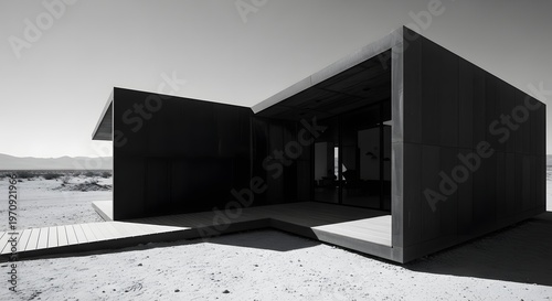Modern Minimalist Desert Home Architecture in Black and White