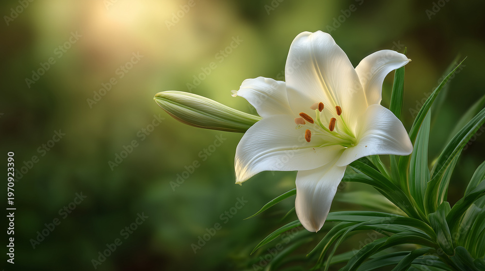 Fototapeta premium Single Easter lily in botanical photography