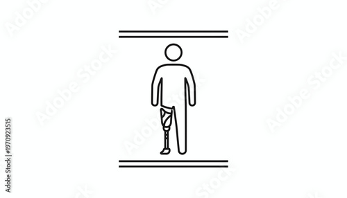 Prosthetic Leg Icon: Person with Artificial Limb, Disability Symbol, Medical Technology