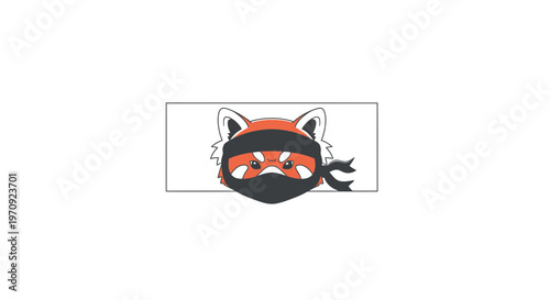 Red Panda Ninja Masked Warrior Character, Cute Animal Mascot Icon