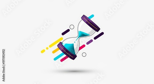 Free Download Modern Hourglass Illustration with Dynamic Speed Motion Lines and Vibrant Colorful Elements for Time Management and Deadline Concept - GFXLoad