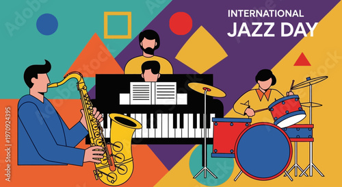 Colorful Geometric Jazz Scene for International Jazz Day