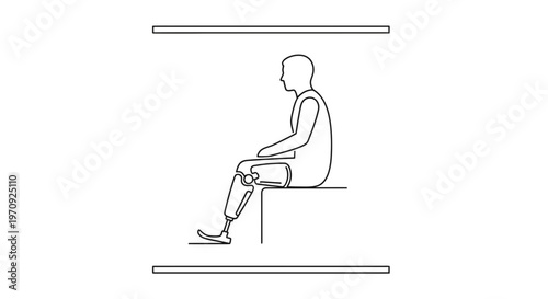Person with prosthetic leg sitting, medical technology, disability, modern prosthesis