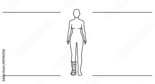 Person with Walking Boot on One Leg, Medical Aid, Injury Recovery Concept
