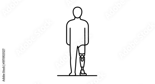 Person with prosthetic leg, disability, medical, healthcare, limb loss, icon, simple