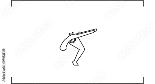 Pirate character with flintlock pistol, cartoon style, isolated on white background