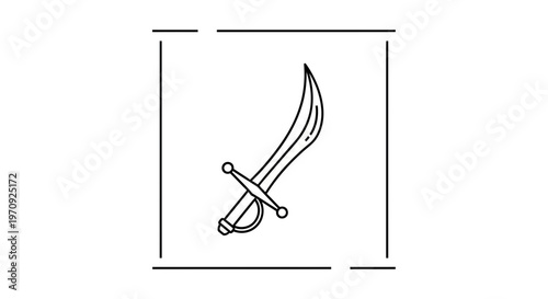Pirate Cutlass Sword Icon, Historical Weapon, Nautical Symbol, Vector Illustration