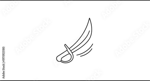 Pirate Saber Sword Icon, Cutlass Weapon, Vector Illustration, Isolated on White