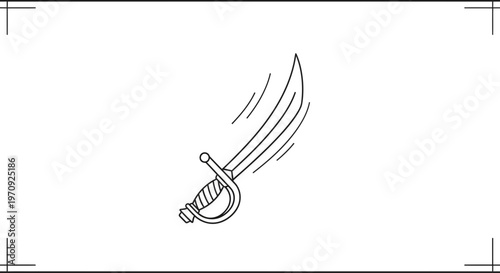 Pirate Cutlass Sword Swinging Motion Lines, Vector Illustration