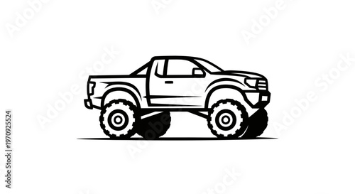 Lifted Off-Road Pickup Truck Vector Illustration Silhouette for Logo and Automotive Design