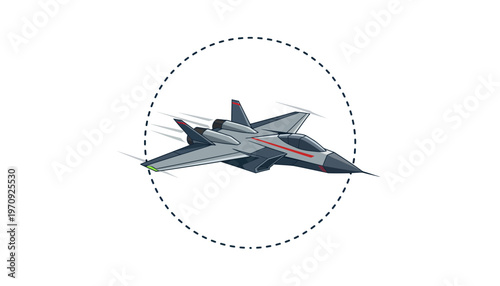 Modern Fighter Jet in Circular Motion, Speed and Precision