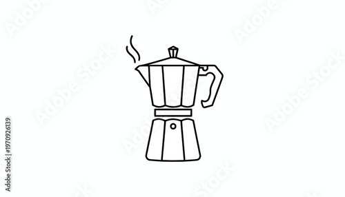 Moka Pot Coffee Maker Icon - Simple Line Art Illustration