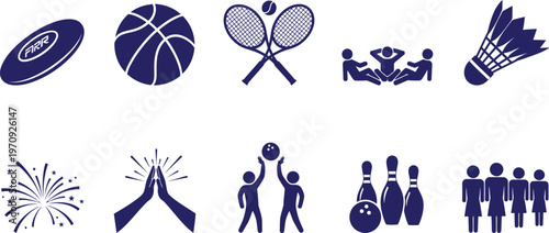 Sports icons collection a variety of athletic activities represented in blue