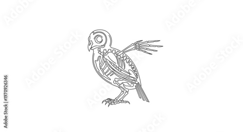 Anatomical Owl Skeleton Illustration - Detailed Bird Bone Structure