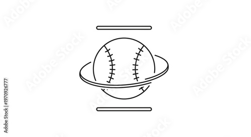 Abstract Baseball Planet Orbiting Ring Icon, Sports Concept