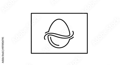 Abstract Egg Symbol with Flowing Lines, Minimalist Design, Organic Shape, Clean White Background