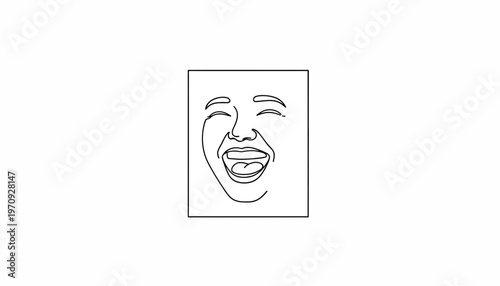 Joyful Face Line Art: Expressive Laughter in Minimalist Style