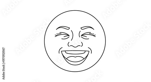 Joyful Face, Laughing Eyes, Open Mouth, Expressive Emotions, Happiness, Merriment, Laughter