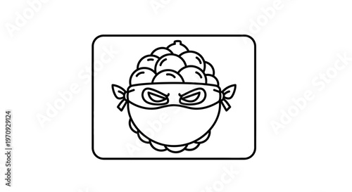 Funny Cartoon Raspberry Ninja Character with Mask and Bandana