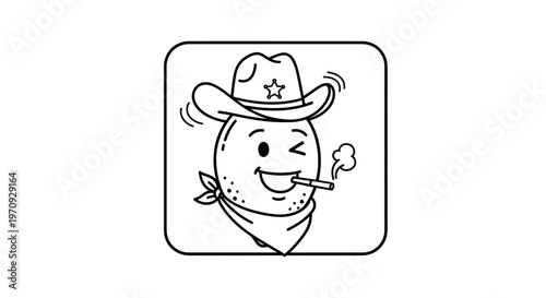 Funny Cowboy Lemon Character Winking and Smoking a Cigarette