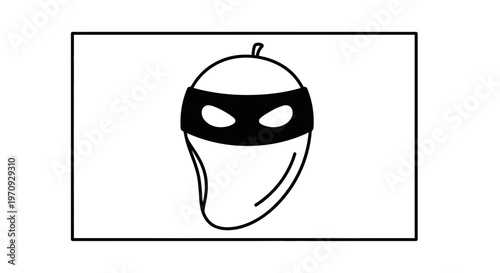 Funny Mango Character Wearing a Bandit Mask, Cartoon Style