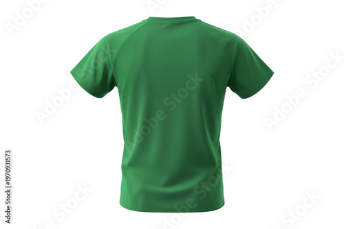 Green T-Shirt Back View Realistic Fabric Draping Isolated White Background
