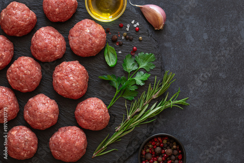 Raw beef or pork meatballs