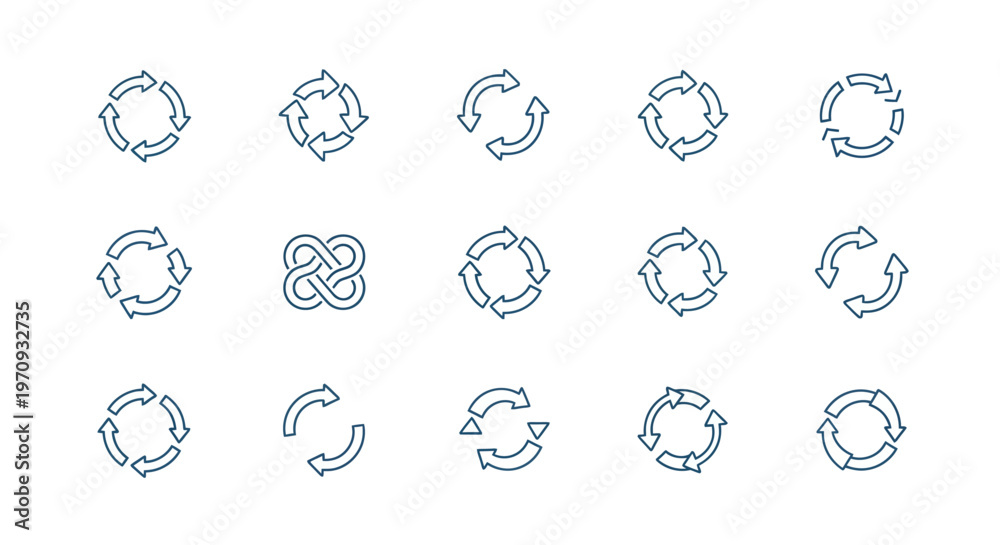 Fototapeta premium Refresh and Reload Circular Arrow Icons Set - Cycle, Loop, and Update Symbols