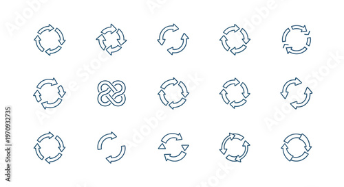 Refresh and Reload Circular Arrow Icons Set - Cycle, Loop, and Update Symbols