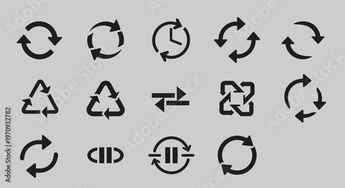 Refresh Recycle Repeat Icons Set - Digital Arrows Symbols Collection for Web and App Interface