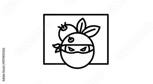 Cute Fruit Ninja Character Icon, Healthy Food Mascot, Cartoon Style