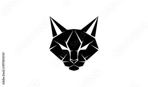 Geometric cat head logo vector silhouette modern icon