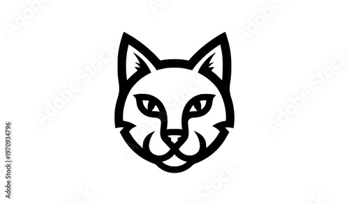 Stylized cat head logo silhouette elegant vector icon