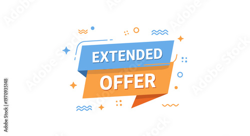 Extended Offer Promotion Ribbon Banner with Flat Memphis Design.