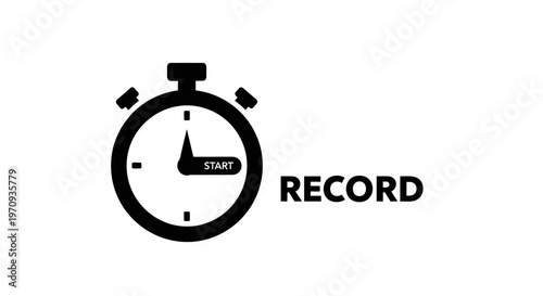 Stopwatch icon with "Record" text for time tracking concept.