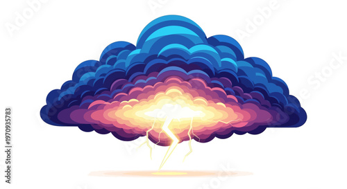An artistic portrayal of an intense storm cloud, with electrifying lightning bolts illuminating its dark depths, representing natural power and dynamic weather activity