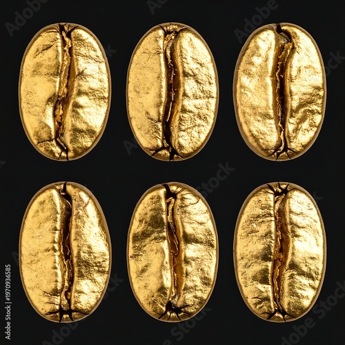 Golden Coffee Beans - A Luxurious and Aromatic Visual Delight.