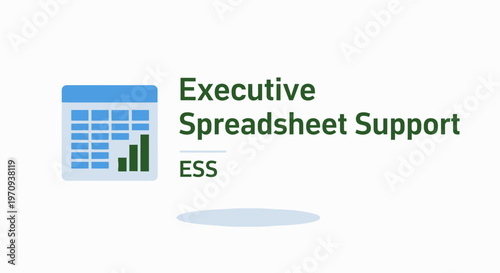 Executive Spreadsheet Support (ESS) Logo and Icon Design with Data Chart.