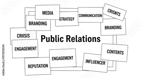 Public Relations Strategy Concept with Core Business Tags